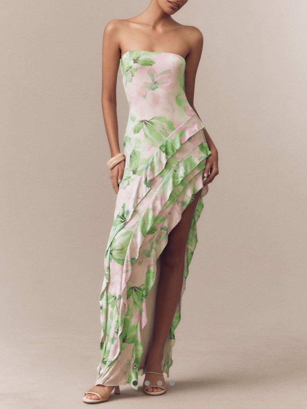 Anthropologie AFRM Siobhan Strapless Dress - Pink & Green Floral